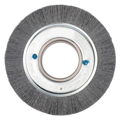Wheel Brush: 6" Wheel Dia, 1" Face Width, 0.0220" Wire Dia,  Crimped