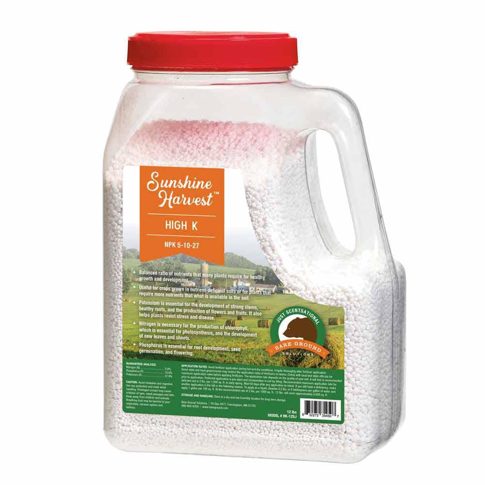 Garden & Pump Sprayer Accessories; Description: Sunshine Harvest NPK 5-10-27 fertilizer 12lb shaker jug; Form: Granules; Container Size (Lb.): 12; For Use With: Spreader; Chemical Safe: Yes; Type: Fertilizer