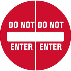 Adhesive Backed Floor Signs; Message Type: Traffic Control; Message/Graphic: Message & Graphic; Message or Graphic: Message & Graphic; Legend: DO NOT ENTER; Material: Vinyl; Legend Color: White; Color: Red, White; Shape: Circle
