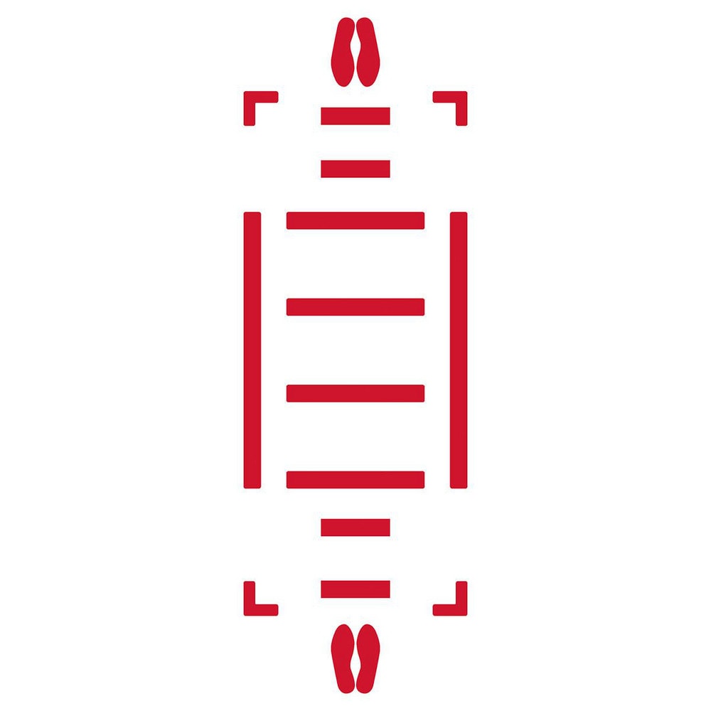 Adhesive Backed Floor Signs; Message Type: Traffic Control; Message/Graphic: Graphic Only; Message or Graphic: Graphic Only; Legend: Footprint Graphic; Material: Vinyl; Legend Color: Red; Color: Red; Shape: Rectangle
