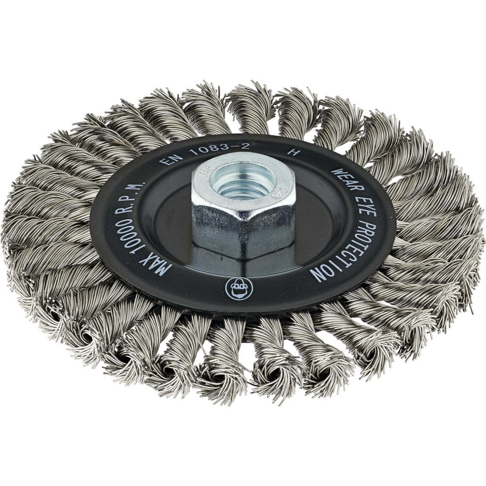 Wheel Brush: 5" Wheel Dia, 1/4" Face Width, 0.0200" Wire Dia, Crimped