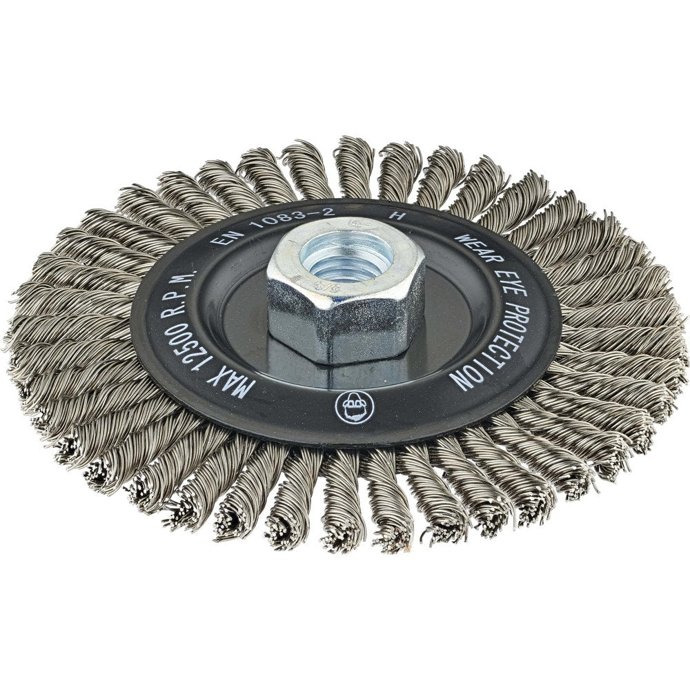 Wheel Brush: 6" Wheel Dia, 1/4" Face Width, 0.0200" Wire Dia, Crimped