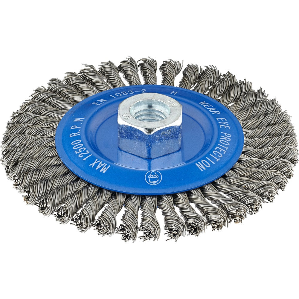 Wheel Brush: 5" Wheel Dia, 1/4" Face Width, 0.0200" Wire Dia, Crimped