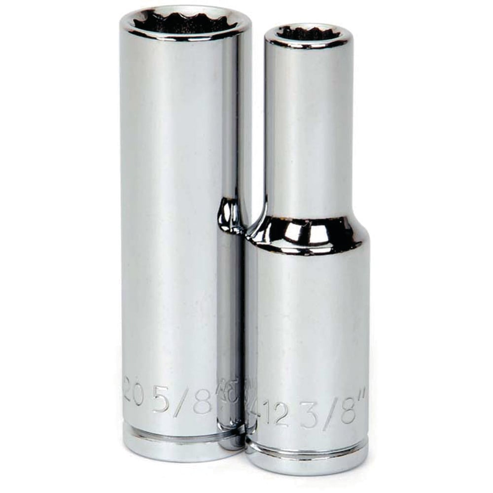 Deep Socket Hand Socket: 3/8" Drive, 3/8" Socket, 12-Point