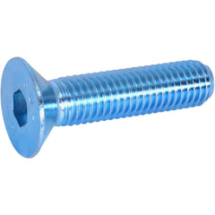 Flat Socket Cap Screw: M3x0.5, 10.9 Alloy Steel, Zinc-Blue Trivalent Chromate Finish