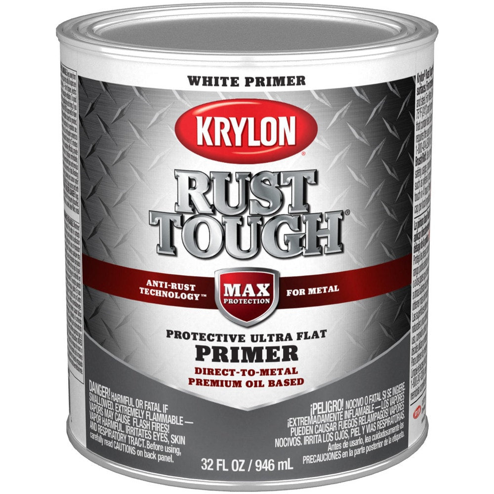 Brush-On & Rust Preventative Paint: 1 qt, White, Ultra Flat Finish