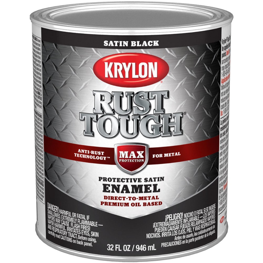 Brush-On & Anti-Rust Paint: 1 qt, Black, Satin Finish