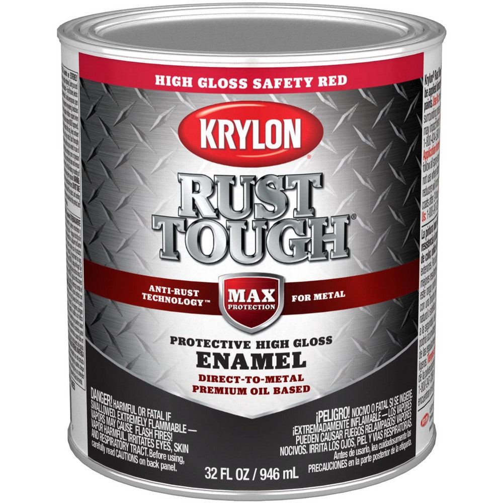 Brush-On & Anti-Rust Paint: 1 qt, Safety Red, Gloss Finish