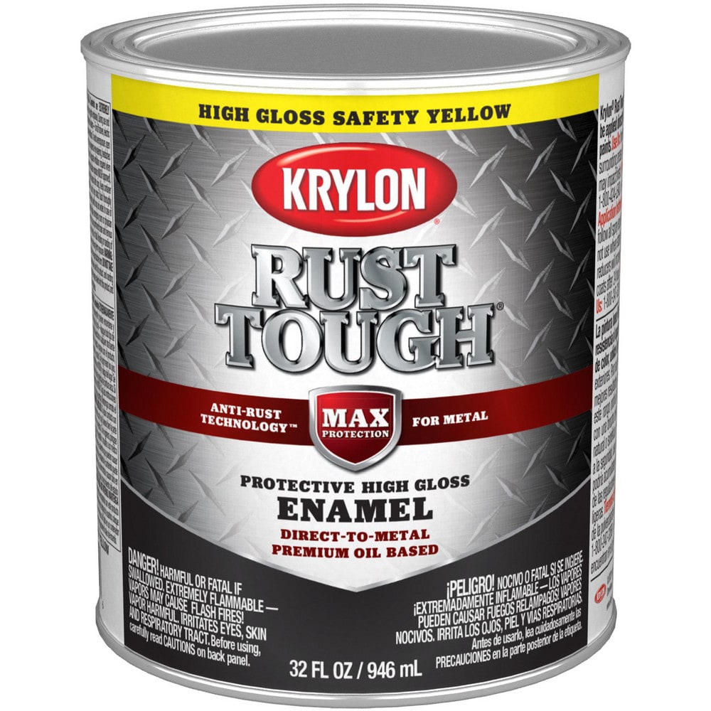Brush-On & Anti-Rust Paint: 1 qt, Safety Yellow, Gloss Finish