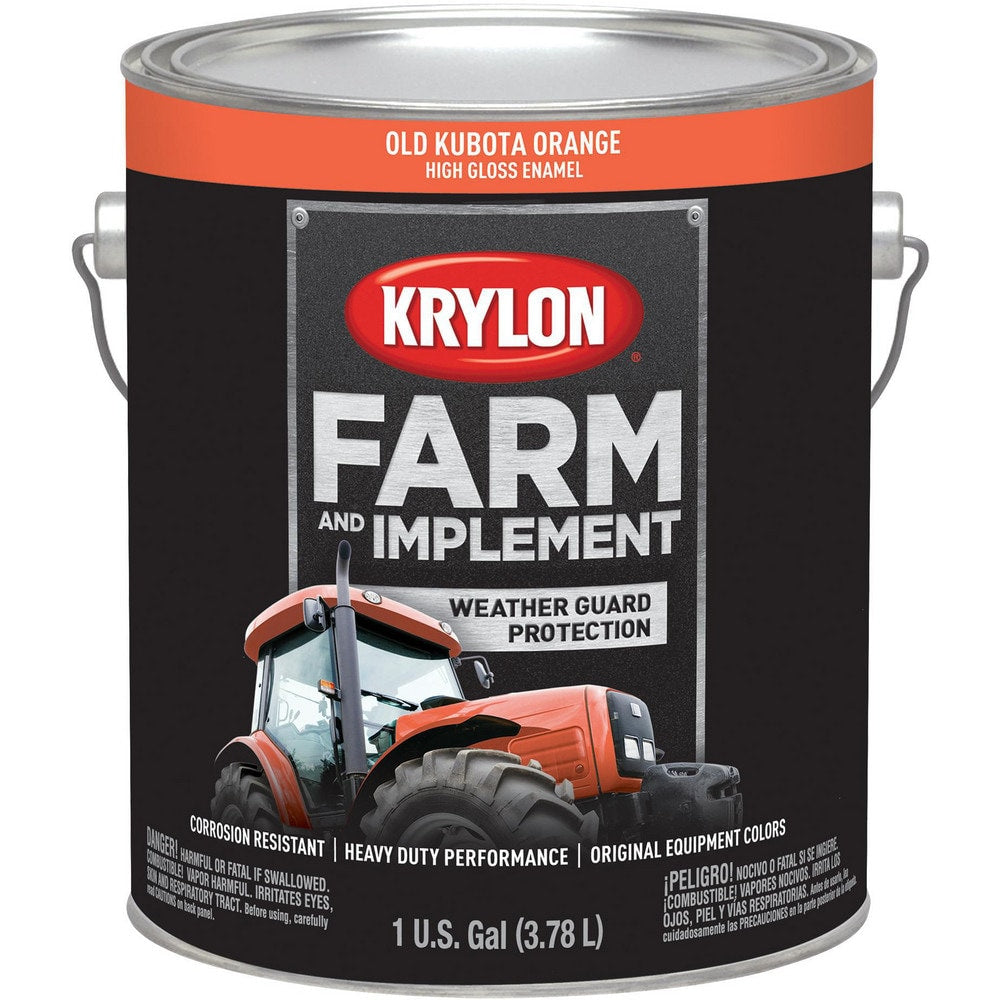 Brush-On Paint: 1 gal, Old Kubota Orange, High-Gloss Finish