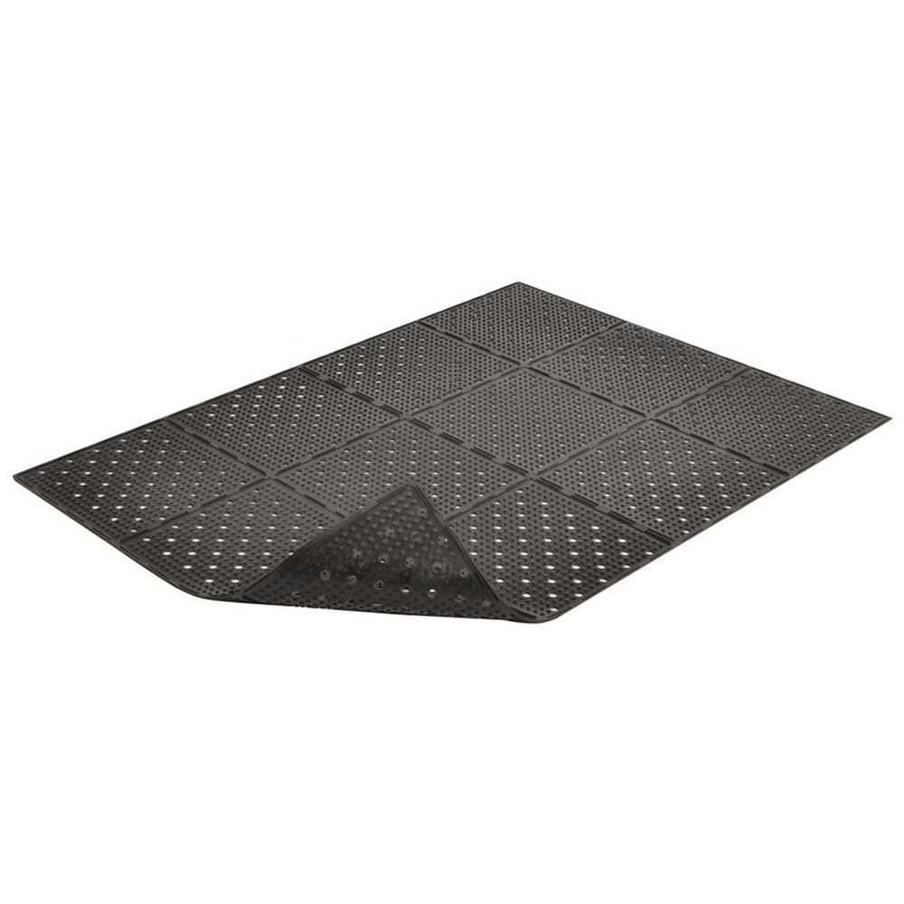 Anti-Fatigue Mat: 3/8" Thick, Natural Rubber, Beveled Edge, Medium Duty