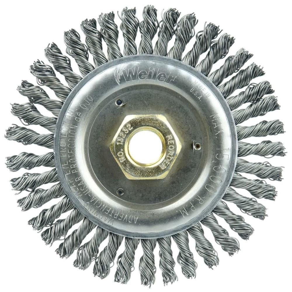 Wheel Brush: 4-1/2" Wheel Dia, 3/16" Face Width, 0.0200" Wire Dia, Knotted