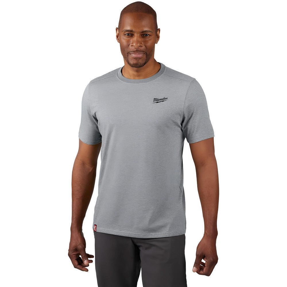 Work Shirt: Lightweight, Breathable & UV Protection, Short Sleeve, 2X-Large, Cotton & Polyester, Gray, 0 Pocket