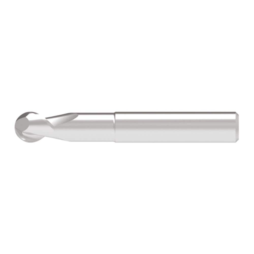 Ball End Mill: 6.00 mm Dia, 10.00 mm LOC, 2 Flute, Solid Carbide