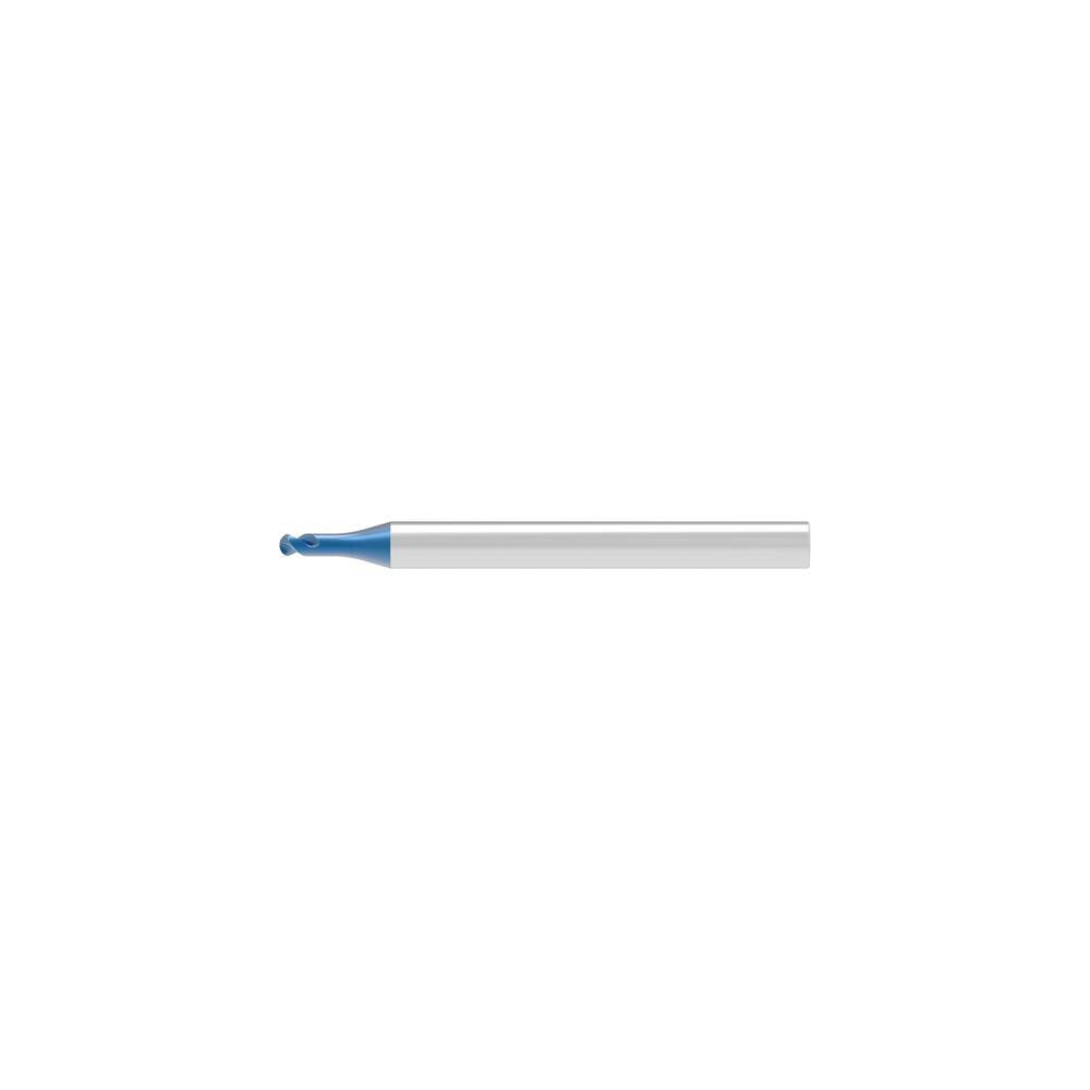 Ball End Mill: 0.60 mm Dia, 0.48 mm LOC, 2 Flute, Solid Carbide