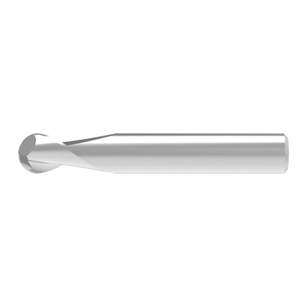 Ball End Mill: 0.50 mm Dia, 1.50 mm LOC, 2 Flute, Solid Carbide