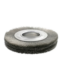 10″ Diameter × 1 1/8″ Width, Carbon Steel, 0.0118″ Crimped Bristle, Wheel Brush