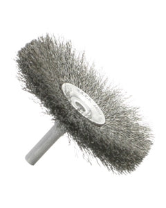 1 3/4″ Diameter × 0.312″ Width, Stainless Steel, 0.006″ Crimped Bristle, Wheel Brush