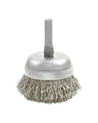 0.006″ Bristle Dia., 1-3/4″ × 3/4″ Carbon Steel, Small Diameter Cup Brush