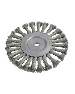 8″ Diameter × 3/4″ Width, Carbon Steel, 0.014″ Knotted Bristle, Wheel Brush