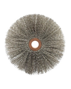 3″ Diameter × 5/8″ Width, Stainless Steel, 0.008″ Crimped Bristle, Wheel Brush