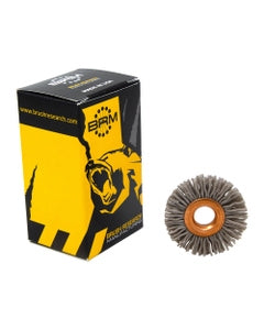 1″ Diameter × 1/4″ Width, 180 Grit, Aluminum Oxide, 0.035″ Crimped Bristle, Wheel Brush