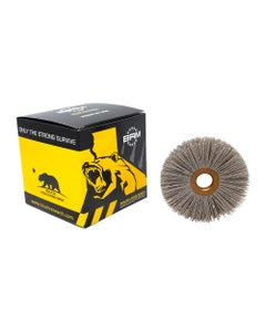 3″ Diameter × 1/2″ Width, 320 Grit, Aluminum Oxide, 0.022″ Crimped Bristle, Wheel Brush