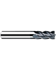 1/2″ Cutting Dia. × 1/2″ Shank Dia. × 1″ LOC × 3″ OAL, 4 Flute, Carbide, Polychrom, Square Endmill, Favora