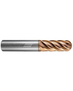 0.25″ Dia. × 0.25″ Shank × 0.375″ DOC × 2″ OAL, TPLUS, 6 Flute, Ballnose End Mill