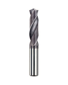 11.5 mm Dia. × 12 mm Shank × 55 mm Flute Length × 102 mm OAL, 3xD, TiAlCN, 2 Flute, Coolant Thru, h6, Cylindrical, Solid Carbide Drill Series/List #NG12