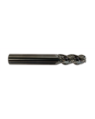 L9721 - 1/2″ Dia. × 5/8″ LOC × 1/2″ Shank Dia. × 2-1/2″ OAL, 3 Flutes, Carbide, Bright Coating, Ball Nose End Mill