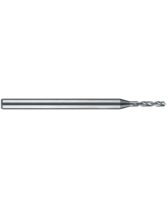 1.86 mm Dia. × 3 mm Shank Dia. × 38 mm OAL × 8.4 mm LCF, 120 Degrees, 5xD, 2 Flute, Uncoated - Solid Carbide Drills