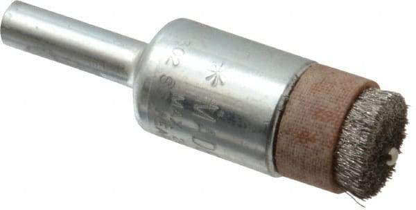 Anderson - 1/2" Brush Diam, Crimped, End Brush - 1/4" Diam Shank, 3/32" Pilot Diam, 20,000 Max RPM - Exact Industrial Supply