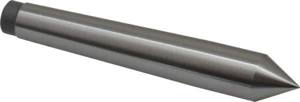 Value Collection - 0.48" Head Diam, Steel Standard Point Solid Dead Center - 1MT Morse Taper, 0.48" Point Diam, 3-5/32" OAL - Exact Industrial Supply
