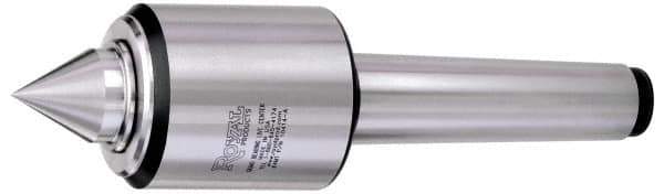 Royal Products - MT5 HD Taper Shank, 3.82" Head Diam 5,300 & 10,540 Lb Capacity Live Center - 3,000 Max RPM, 3.89" Head Length, 2" Point Diam, 2.31" Point Len, 5,240 Lb Max Workpc, 11-13/16" OAL, Standard Point - Exact Industrial Supply