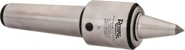 Royal Products - MT5 Taper Shank, 2.45" Head Diam 1,905 Lb Capacity Carbide Tipped Live Center - 12,000 Max RPM, 2.78" Head Length, 1-1/4" Point Diam, 2.35" Point Len, 525 Lb Max Workpc, 10-3/4" OAL, 1/2" Tip Diam, Long Point - Exact Industrial Supply