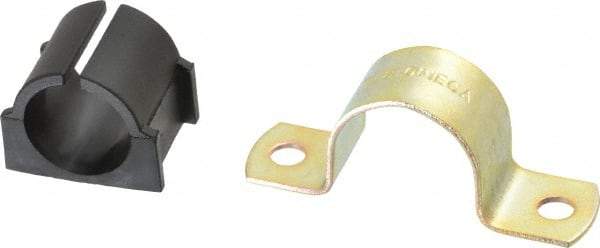 ZSI - 7/8" Tube, Steel, Zinc Plated Tube Strap with Cushion - 2 Mounting Holes - Exact Industrial Supply