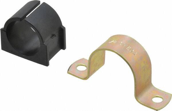 ZSI - 1-1/8" Tube, Steel, Zinc Plated Tube Strap with Cushion - 2 Mounting Holes - Exact Industrial Supply