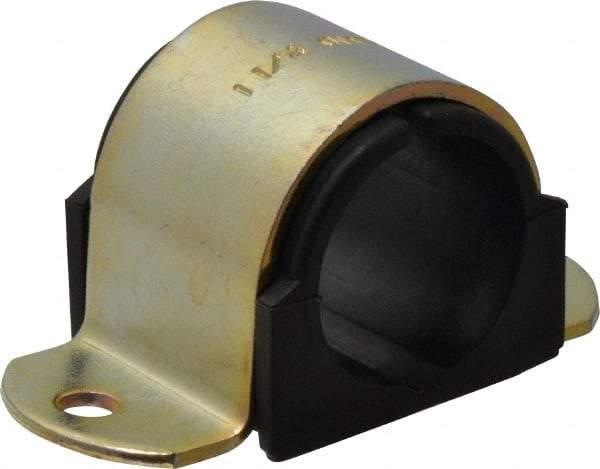 ZSI - 1-1/4" Tube, Steel, Zinc Plated Tube Strap with Cushion - 2 Mounting Holes - Exact Industrial Supply