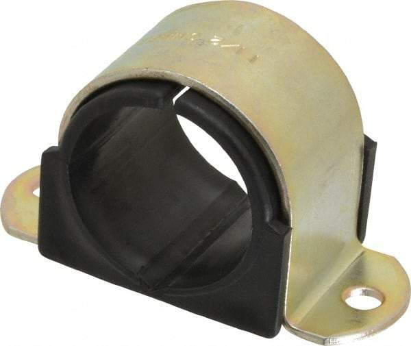 ZSI - 1-1/2" Tube, Steel, Zinc Plated Tube Strap with Cushion - 2 Mounting Holes - Exact Industrial Supply