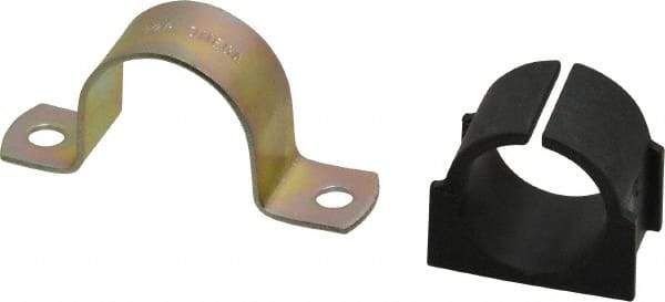 ZSI - 3/4 Pipe, Steel, Zinc Plated Pipe Strap with Cushion - 2 Mounting Holes - Exact Industrial Supply
