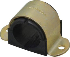 ZSI - 1 Pipe, Steel, Zinc Plated Pipe Strap with Cushion - 2 Mounting Holes - Exact Industrial Supply