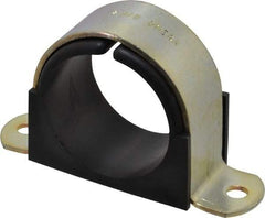 ZSI - 2 Pipe, Steel, Zinc Plated Pipe Strap with Cushion - 2 Mounting Holes - Exact Industrial Supply