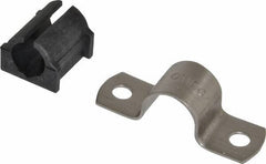 ZSI - 1/2" Tube, Grade 304 Stainless Steel, Tube Strap with Cushion - 2 Mounting Holes - Exact Industrial Supply