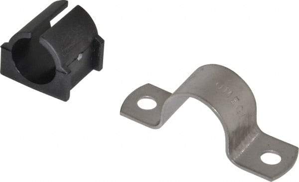 ZSI - 3/4" Tube, Grade 304 Stainless Steel, Tube Strap with Cushion - 2 Mounting Holes - Exact Industrial Supply