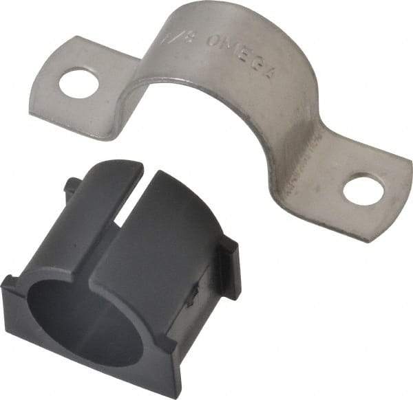 ZSI - 7/8" Tube, Grade 304 Stainless Steel, Tube Strap with Cushion - 2 Mounting Holes - Exact Industrial Supply
