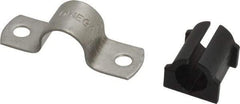 ZSI - 1/4 Pipe, Grade 304 Stainless Steel, Pipe Strap with Cushion - 2 Mounting Holes - Exact Industrial Supply