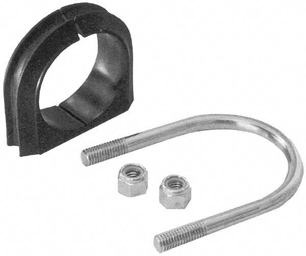 ZSI - 2-1/2" Pipe, Grade 316 Stainless Steel U Bolt Clamp with Cushion - 1" Panel Thickness - Exact Industrial Supply