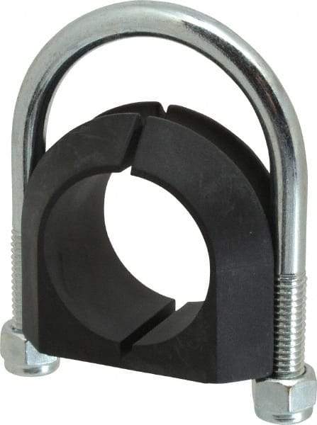 ZSI - 1-1/4" Pipe, Steel U Bolt Clamp with Cushion - Electro Galvanized, 3/4" Panel Thickness - Exact Industrial Supply