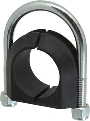 ZSI - 1-1/4" Pipe, Steel U Bolt Clamp with Cushion - Electro Galvanized, 3/4" Panel Thickness - Exact Industrial Supply